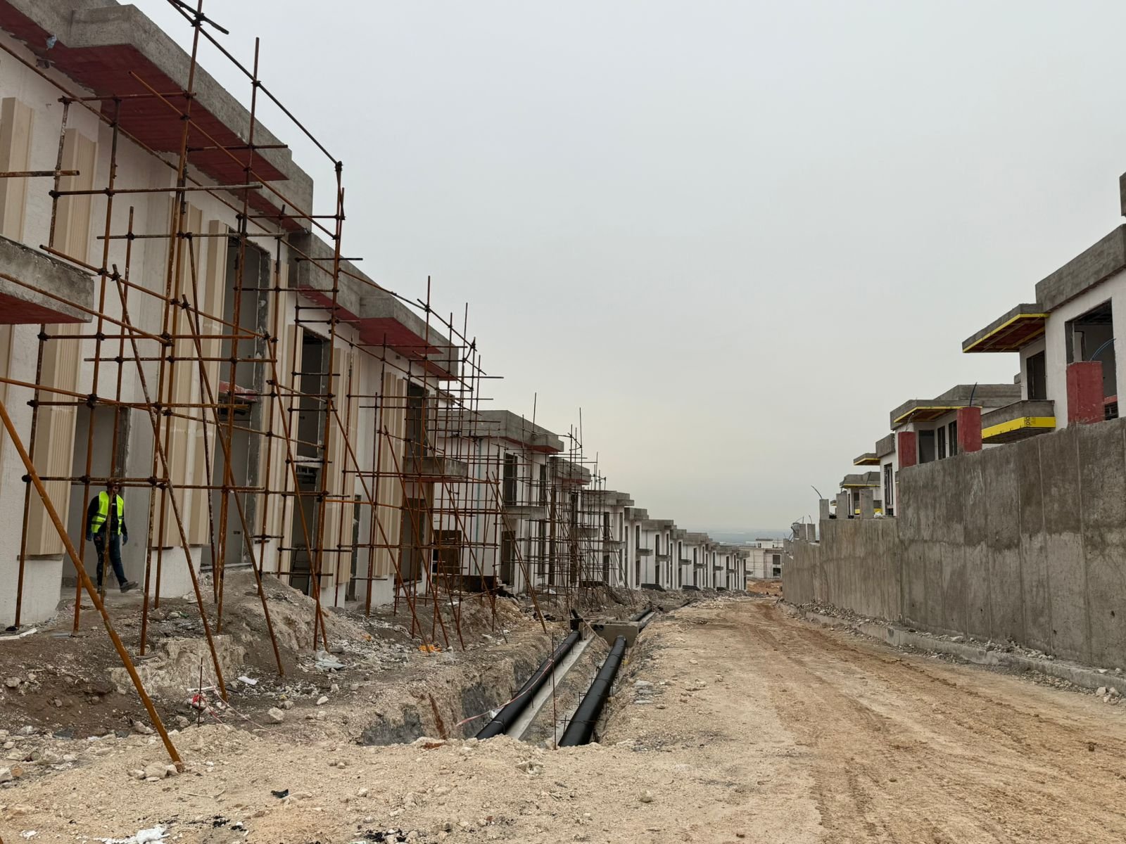 Utilities trenches on site