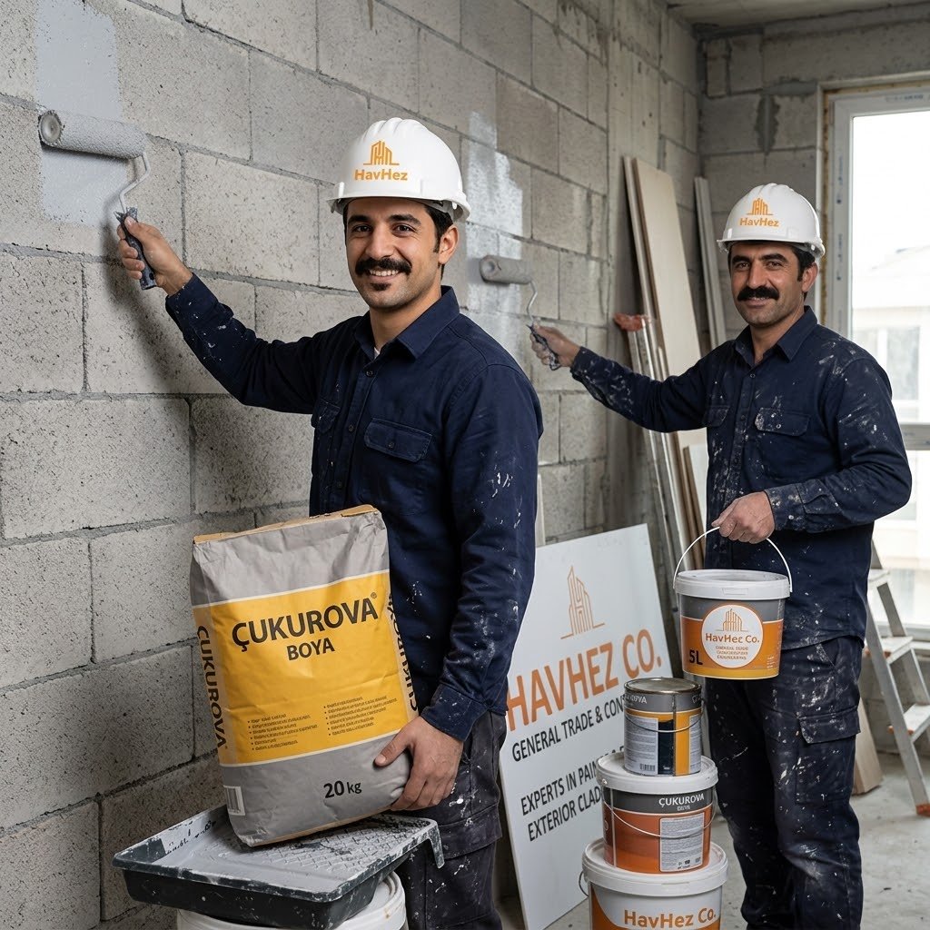 HAV HEZ painters on site applying Çukurova Boya